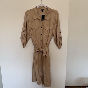 Torrid Khaki Shirt Dress Size 1X (14-16) Modern Safari Utility Chic Quiet Luxury